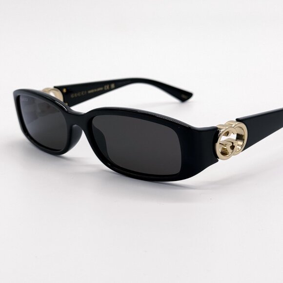 NEW GUCCI GG1661S 001 OVAL BLACK  WOMEN SUNGLASSES GUCCI - Picture 7 of 13